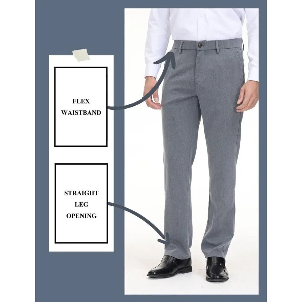 Men's Classic Fit Flex Waist Flat Front Dress Pant